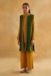 Buy_Taisha_Green Mohair, Silk Embroidery Round Neck Floral Pattern Reversable Jacket _Online_at_Aza_Fashions