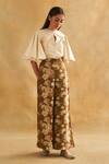 Buy_Taisha_Multi Color Georgette Blossom Print Pant _Online_at_Aza_Fashions