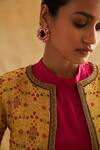 Shop_Taisha_Multi Color Taffeta Embroidery Round Neck Hand Woven Tifli Brocade Bomber Jacket _Online_at_Aza_Fashions
