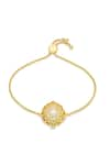 Shop_ISHARYA_Gold Plated Crystal Icon Pearl Embellished Bracelet_Online_at_Aza_Fashions