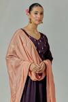 Basanti - Kapde Aur Koffee_Purple Chinon Mirror, Sequin, Thread Leaf Neck Embroidered Anarkali With Dupatta _Online_at_Aza_Fashions