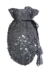 Fuchsia by aashaka mehta_Grey Sequins Spell Embroidered Potli Bag_Online_at_Aza_Fashions