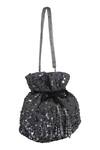 Shop_Fuchsia by aashaka mehta_Grey Sequins Spell Embroidered Potli Bag_Online_at_Aza_Fashions