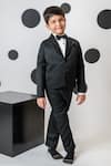 Shop_Ba Ba Baby clothing co_Black Suiting Embroidered Sequins Shawl Lapel Tuxedo Set_Online_at_Aza_Fashions