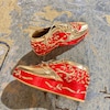 Tiesta_Red Embellished Begum Sneaker Wedges_Online_at_Aza_Fashions