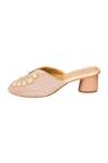 Kkarma Accessories_Pink Embroidery Bela Mule Block Heels _Online_at_Aza_Fashions