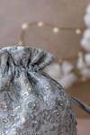 Amyra_Silver Embroidery, Tassels, Sequins Bella Potli Bag _Online_at_Aza_Fashions