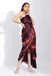 Buy_Studio Surbhi_Purple Georgette Satin Printed Abstract Collared Pre-pleated Saree With Blouse _Online_at_Aza_Fashions