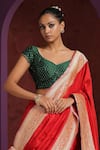 Weaver Story_Green Pure Silk Embroidery Pitta Sweetheart Neck Blouse _Online_at_Aza_Fashions