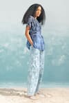 Shop_Ikai_Blue Denim Embroidery Thread Nile Shibori  _Online_at_Aza_Fashions