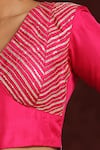 Buy_Weaver Story_Pink Silk Gota Patti, Sequins V-neck Embroidered Blouse _Online_at_Aza_Fashions