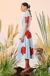 Shahin Mannan_Blue Thin Denim Poppy Double Breasted Top And Circular Skirt Set  _Online_at_Aza_Fashions