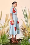 Buy_Shahin Mannan_Blue Thin Denim Poppy Double Breasted Top And Circular Skirt Set  _Online_at_Aza_Fashions