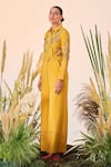 Buy_Shahin Mannan_Yellow Double Crepe Grass Wide Legged Jumpsuit_Online_at_Aza_Fashions