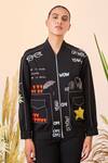 Shahin Mannan_Black Jersey Holiday Bomber Jacket_Online_at_Aza_Fashions