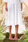 Shop_Shahin Mannan_White Self Stripe Cotton Circular Skirt_Online_at_Aza_Fashions