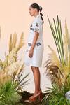Shahin Mannan_White Self Stripe Cotton Airmail Summer Coat Dress_Online_at_Aza_Fashions