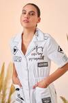 Shop_Shahin Mannan_White Self Stripe Cotton Airmail Summer Coat Dress_Online_at_Aza_Fashions