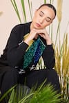 Shahin Mannan_Black Scuba Crepe Fly Over The Rainbow Sweatshirt And Pant Set  _Online_at_Aza_Fashions