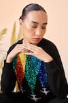 Buy_Shahin Mannan_Black Scuba Crepe Fly Over The Rainbow Sweatshirt And Pant Set  _Online_at_Aza_Fashions