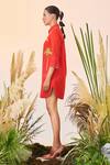 Buy_Shahin Mannan_Red Double Crepe Holiday Shirt Dress_Online_at_Aza_Fashions