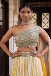 Basanti - Kapde Aur Koffee_Yellow Georgette, Net Sequins, Embroidery One Shoulder Top And Lehenga Set _Online_at_Aza_Fashions