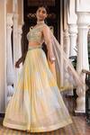 Shop_Basanti - Kapde Aur Koffee_Yellow Georgette, Net Sequins, Embroidery One Shoulder Top And Lehenga Set _Online_at_Aza_Fashions