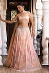 Basanti - Kapde Aur Koffee_Pink Georgette And Soft Net & Embroidery Floral & Sequin V Lehenga Set _at_Aza_Fashions