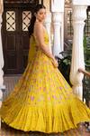 Shop_Basanti - Kapde Aur Koffee_Yellow Georgette Embroidered Sequins One Shoulder Printed Blouse Lehenga Set _Online_at_Aza_Fashions