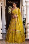 Basanti - Kapde Aur Koffee_Yellow Georgette Embroidered Sequins One Shoulder Printed Blouse Lehenga Set _at_Aza_Fashions