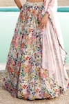 Buy_Basanti Kapde aur Koffee_Multi Color Viscose, Organza Beads, Sequins, Blooming Floral Print Lehenga Set_Online_at_Aza_Fashions