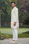 Buy_Bohame_Off White Achkan Jacket Georgette Embroidery Ahim Set