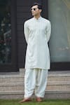 Buy_Bohame_Off White Kurta Georgette Embroidery Tarusa Full Sleeve With Salwar _Online_at_Aza_Fashions