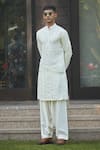 Bohame_Off White Kurta Georgette Embroidery Chikankari Jiva Zari With Salwar _Online_at_Aza_Fashions