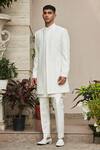 Buy_Bohame_Off White Achkan Jacket Georgette Chikankari Embroidery Sahirah Open Set _Online_at_Aza_Fashions