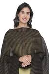 Buy_Shingora_Black Silk Contrast Stripe Embroidered Dupatta_Online_at_Aza_Fashions