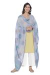 Shingora_Blue Silk Abstract Floral Jacquard Woven Dupatta_Online_at_Aza_Fashions