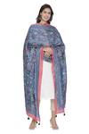 Shingora_Blue Pure Silk Floral Print Dupatta_Online_at_Aza_Fashions