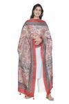 Shingora_Maroon Silk Floral Print Dupatta_Online_at_Aza_Fashions
