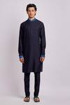 Buy_Bubber Couture_Blue Cotton, Silk Embroidery Brody Collar Kurta With Pant _Online_at_Aza_Fashions