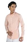 Rohit Gandhi + Rahul Khanna_Peach Cotton Pintucked Handcrafted Shirt _Online_at_Aza_Fashions