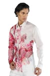 Rohit Gandhi + Rahul Khanna_White Cotton Digital Print Tropical Patterns Shirt _Online_at_Aza_Fashions