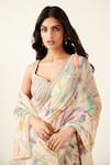 Shop_Basanti - Kapde Aur Koffee_Multi Color Georgette Print Floral Sweetheart Neck Botanical Saree With Blouse _Online_at_Aza_Fashions