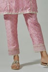 Basanti - Kapde Aur Koffee_Pink Muslin Geometric Round Kurta And Pant Set _Online_at_Aza_Fashions