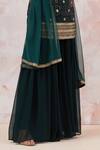 Shop Basanti - Kapde Aur Koffee Green Georgette, Cotton Embroidery Round Neck Geometric Print Kurta Sharara Set Online at Aza Fashions Shop_Basanti - Kapde Aur Koffee_Green Georgette, Cotton Embroidery Round Neck Geometric Print Kurta Sharara Set_Online_at_Aza_Fashions