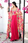 Buy_Basanti - Kapde Aur Koffee_Pink Cape Chinon Print Tropical Floral Scoop Neck And Skirt Set _Online_at_Aza_Fashions