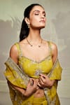 Shop_Basanti - Kapde Aur Koffee_Yellow Viscose, Crepe Sequins, Zari Sweetheart Embroidered Cape Draped Skirt Set_Online_at_Aza_Fashions