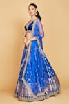 Amrin khan_Blue Blouse Velvet Hand Floral Pattern Bridal Lehenga Set  _Online_at_Aza_Fashions