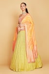 Amrin khan_Yellow Lehenga And Dupatta Pure Banarasi Georgette Diamond Pattern Set  _Online_at_Aza_Fashions