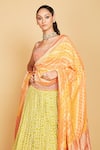 Buy_Amrin khan_Yellow Lehenga And Dupatta Pure Banarasi Georgette Diamond Pattern Set  _Online_at_Aza_Fashions